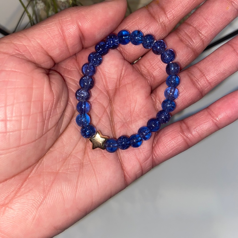 Handmade Gold Star Glass Bead Bracelet